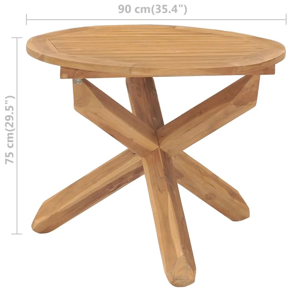 Mesa de jantar para jardim Ø90x75 cm madeira de teca maciça