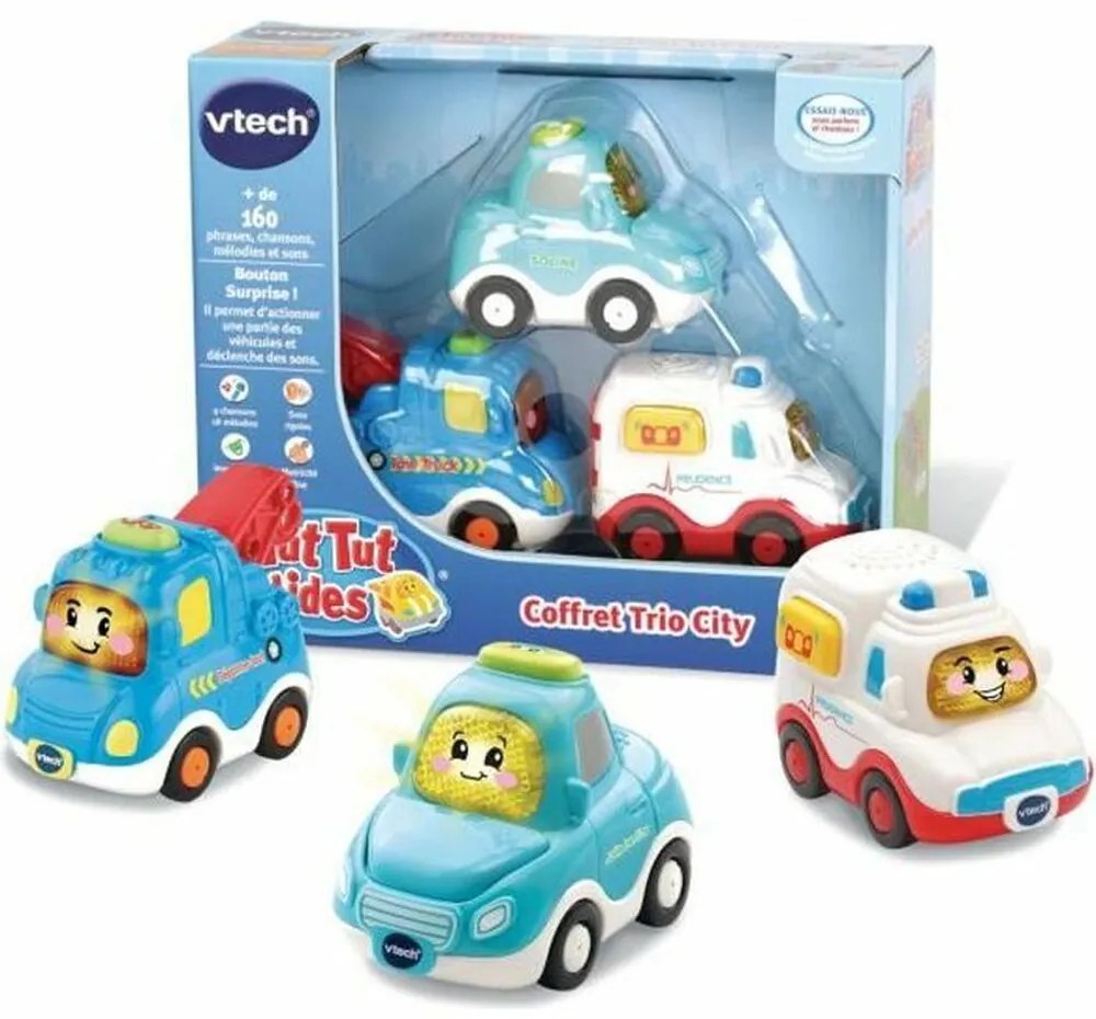 Playset de Veículos Vtech City Trio Box (sedan + Tow Truck + Ambulance)