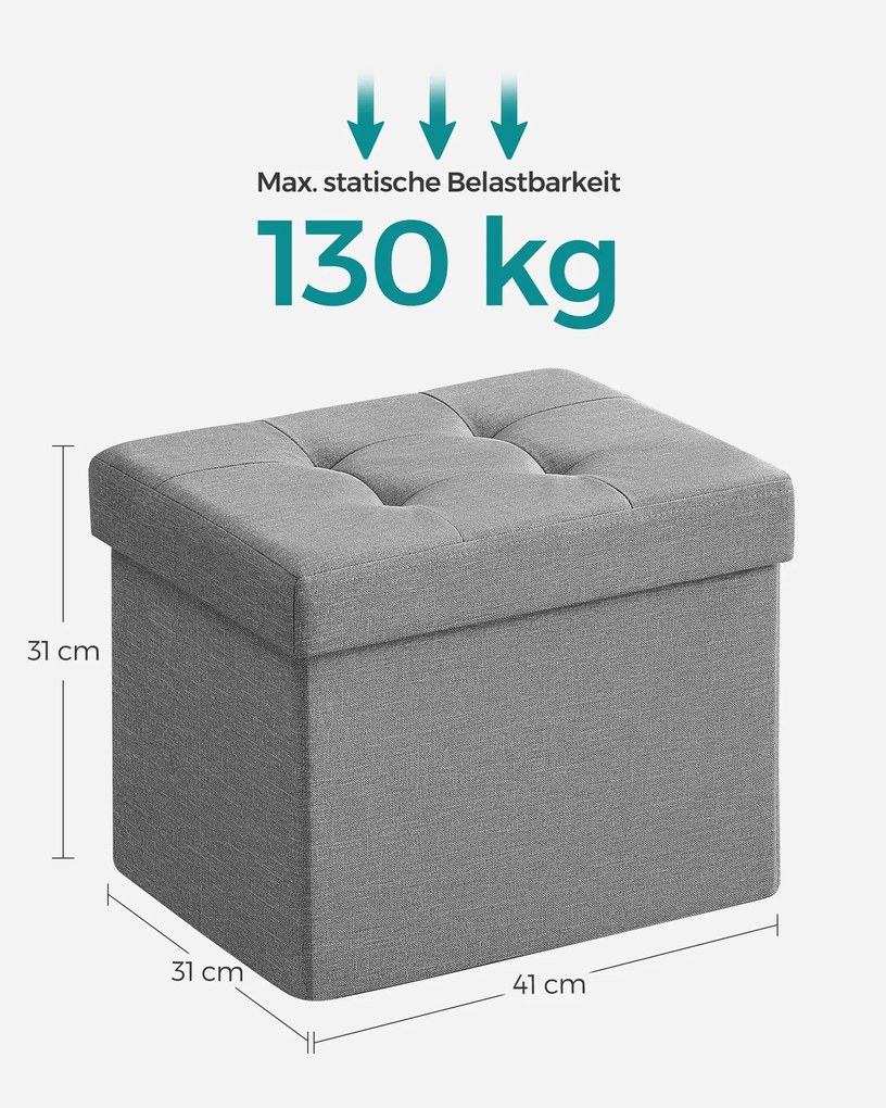 Banco com espaço de arrumação 31 x 41 x 31 cm cinzento claro