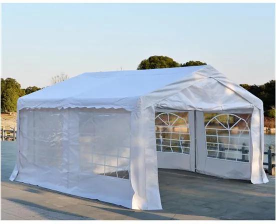 Tenda para Festas 400x400x280cm para Exterior Campismo Casamentos com 4 Janelas e 2 Portas Branco