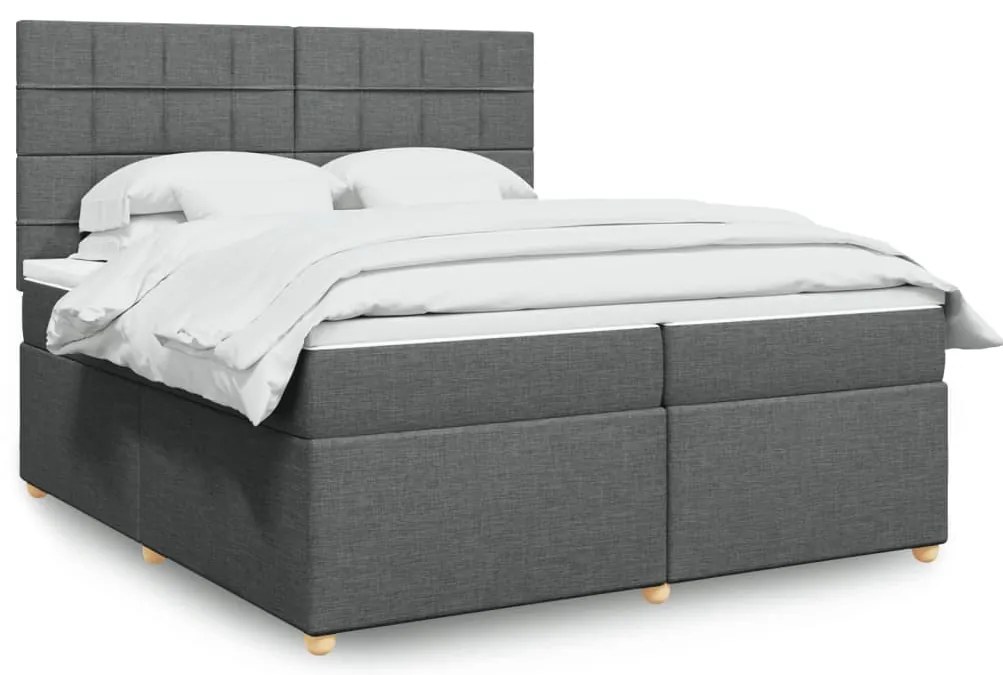Cama com molas/colchão 200x200 cm tecido cinzento-escuro