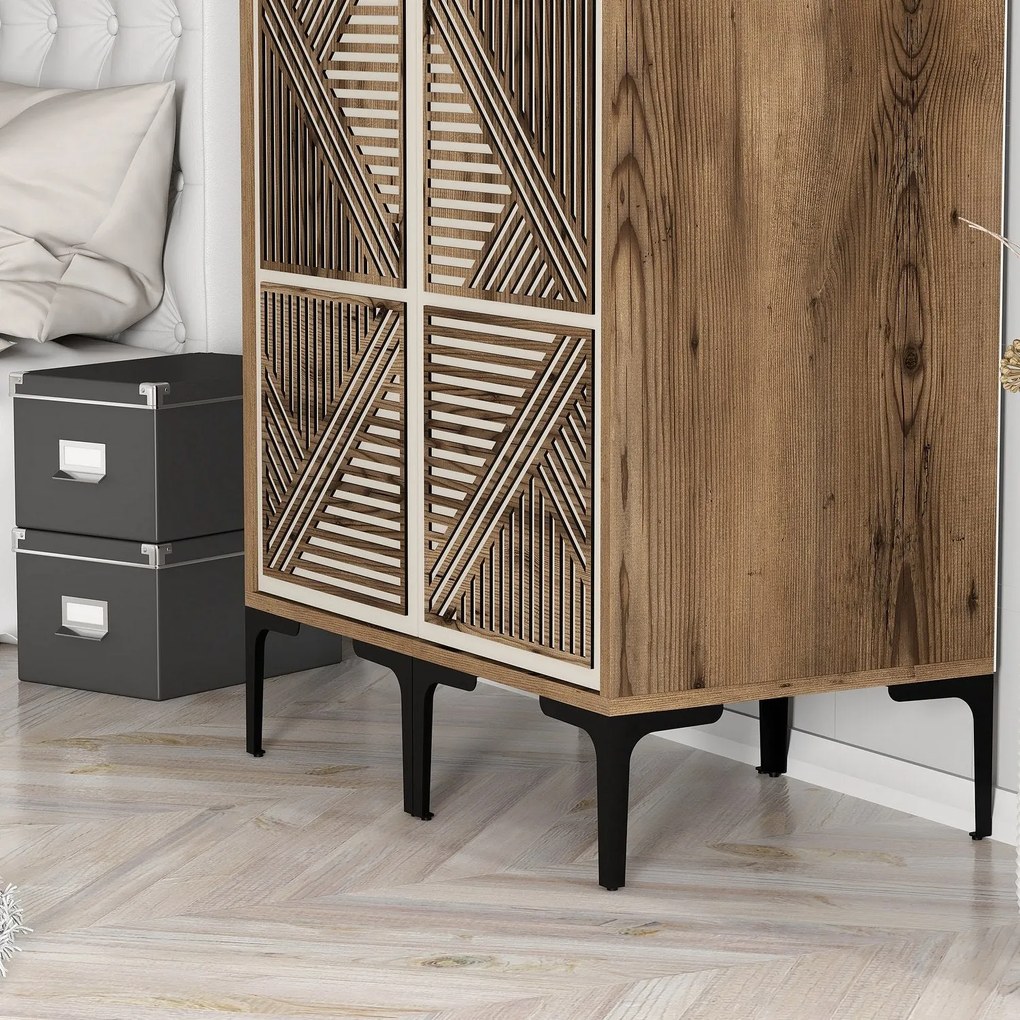 Roupeiro Kumsal PP – Nogal e Creme – 80x47,5x201,4 cm