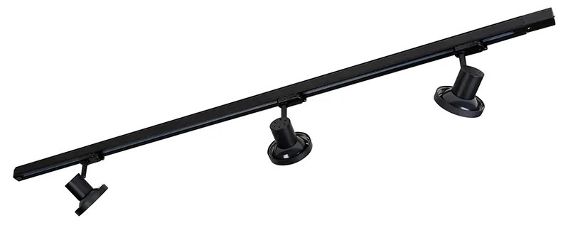 Sistema de iluminação de trilhos trifásico moderno com 3 holofotes pretos GU10 111 mm à esquerda - trifásico Jeany