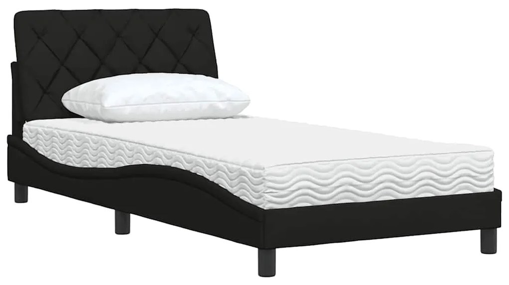 Cama com colchão 100x200 cm tecido preto
