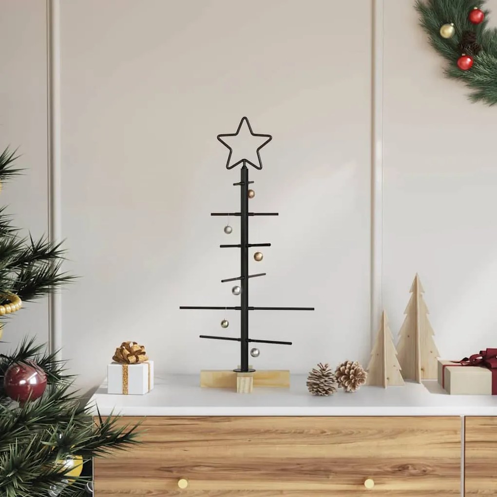 vidaXL Árvore de Natal de metal Preto 60 cm Aço com Revestimento em Pó