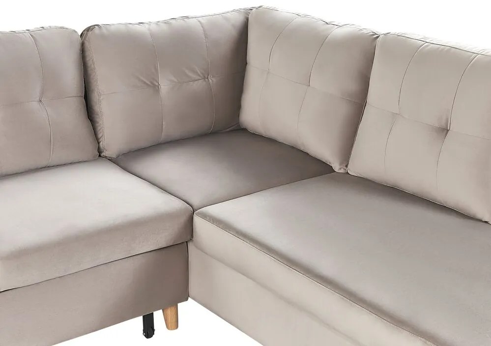 Sofá-cama em veludo creme 4 lugares LERUM Beliani
