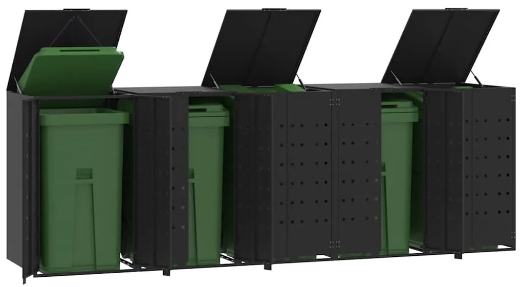 vidaXL Abrigo para 5 caixotes do lixo 345x79x117 cm aço preto
