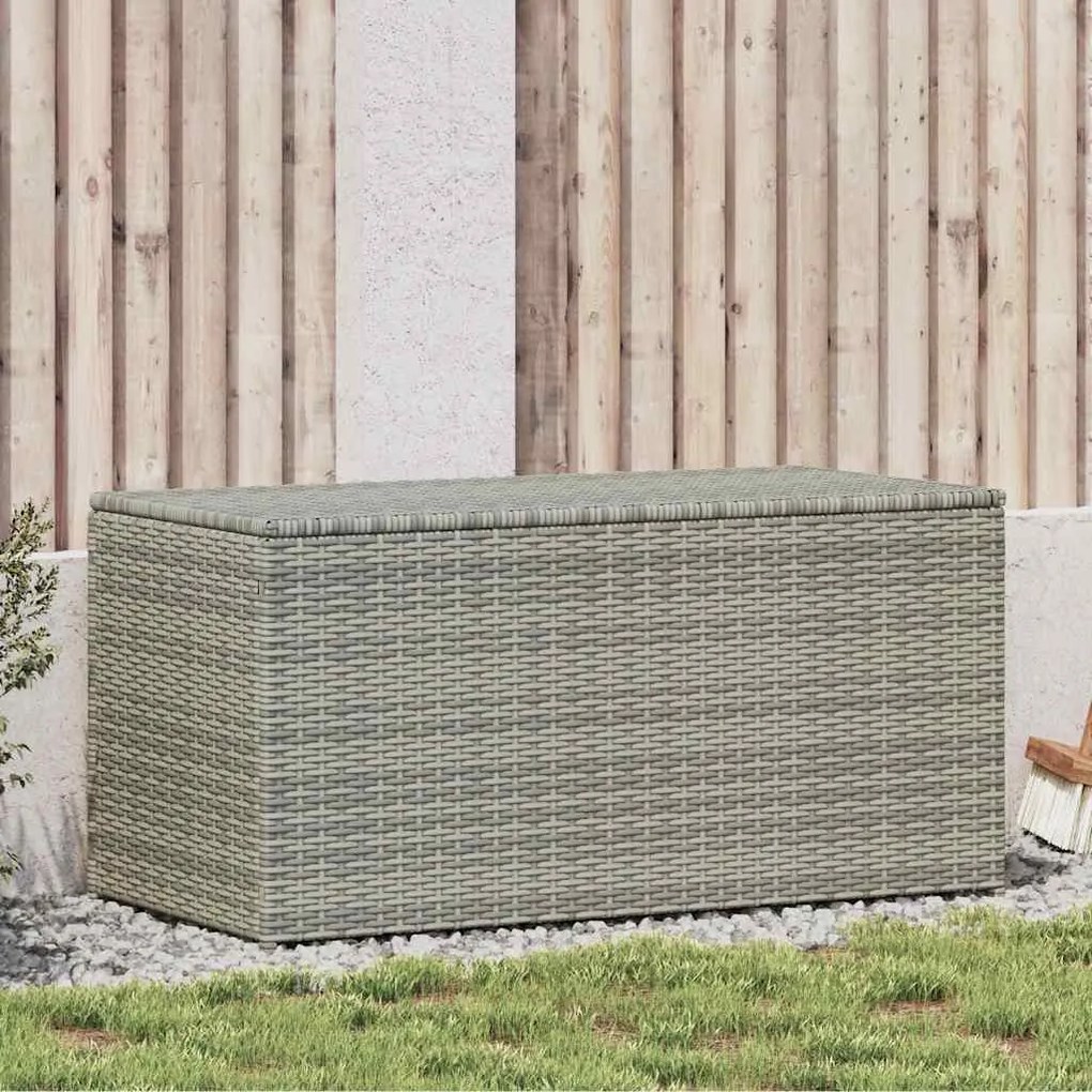 Caixa de arrumação para jardim 100x50x50 cm vime PE cinzento