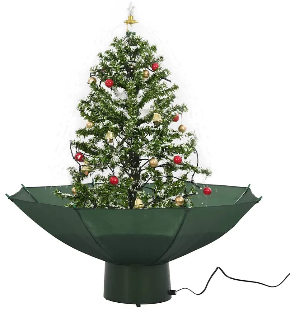 Árvore de Natal com neve base formato guarda-chuva 75 cm verde
