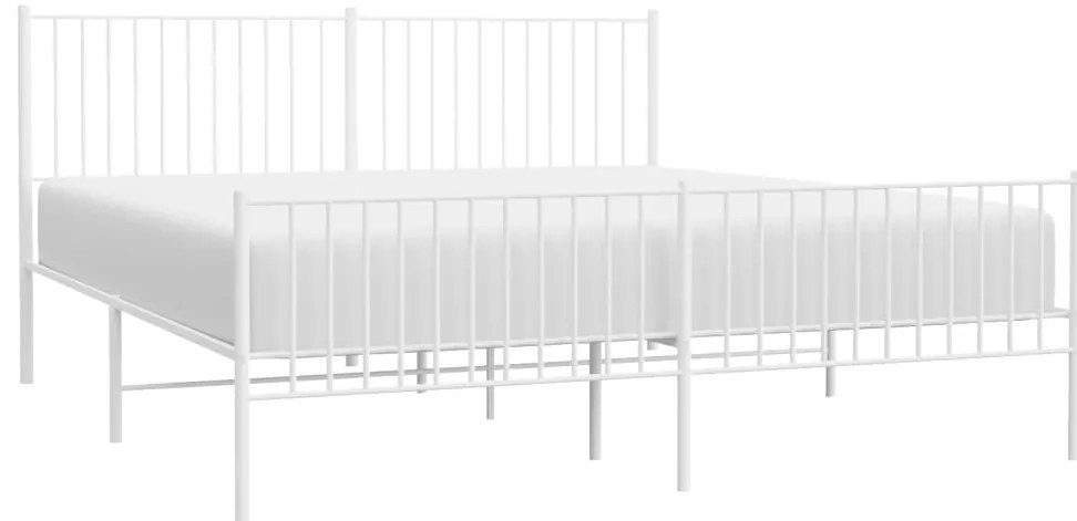 Estrutura de cama com cabeceira e pés 180x200 cm metal branco