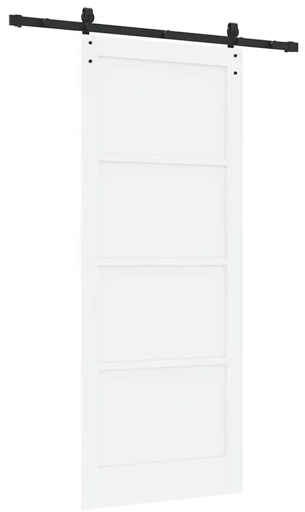 Porta Deslizante com Conjunto de Ferragens Branca 86x211 cm Madeira Só