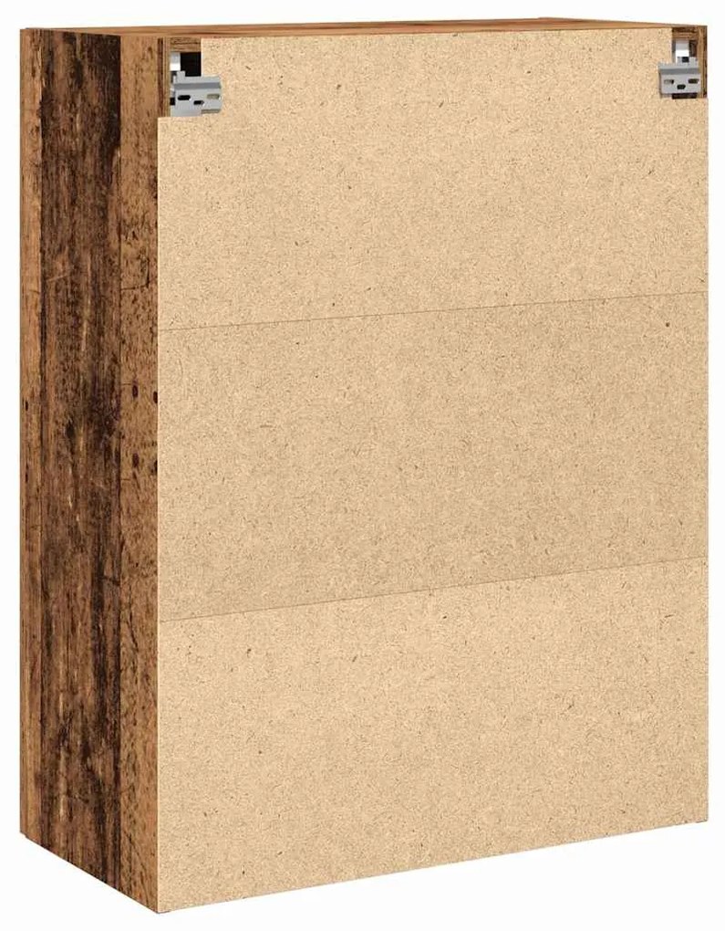 Armário Montado na Parede com Portas de Vidro - Madeira Velha - 69.5x3