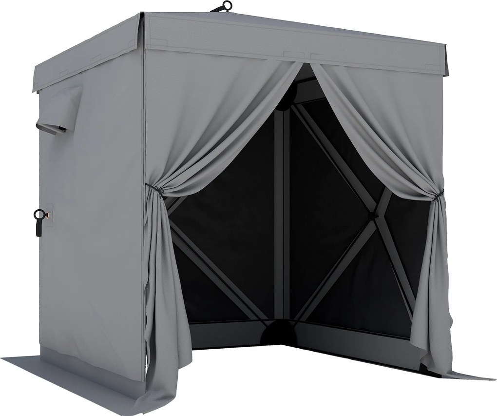 Outsunny Pavilhão 1,85x1,85m Impermeável Estável Resistente ao Inverno Pop-up Dobrável com 4 Laterais em Malha Bolsa, UV 30+ | Aosom Portugal