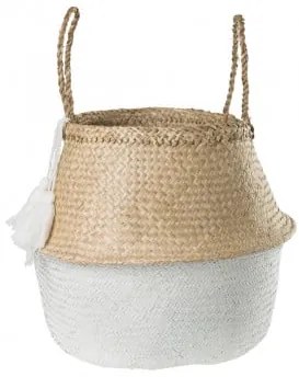 Cesto Em Junco Kahs Borl Ø45 X 40 Cm & Branco - Sklum