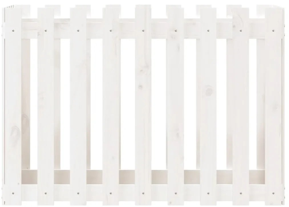 Canteiro elevado design cerca 100x50x70 cm pinho maciço branco