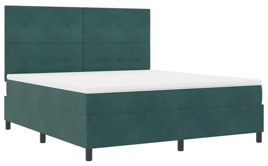 Cama Box Spring com Colchão Verde Escuro Super King de Veludo