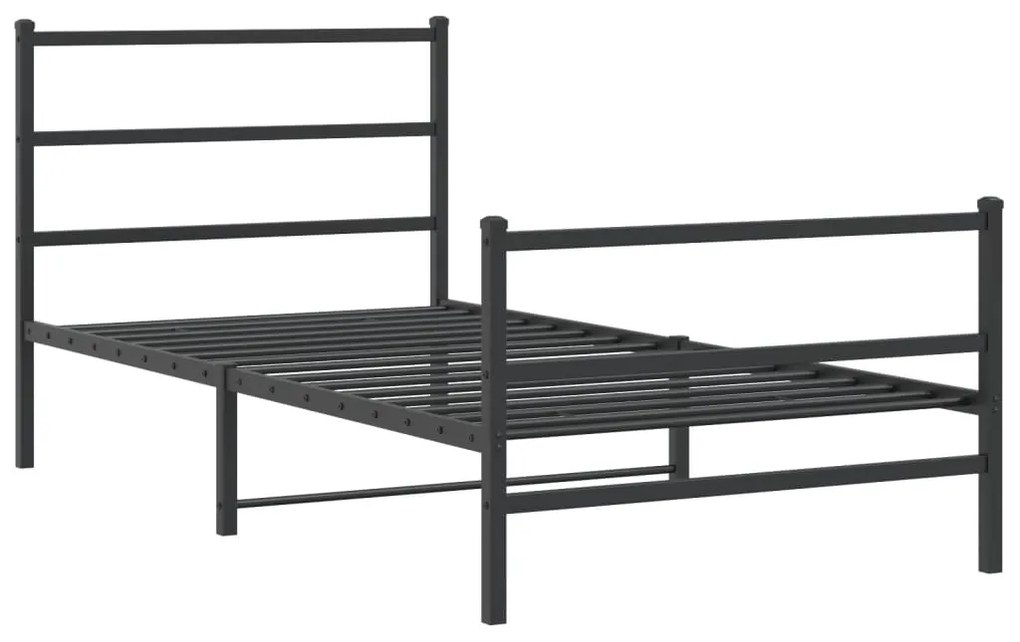 Estrutura de cama com cabeceira e pés 107x203 cm metal preto