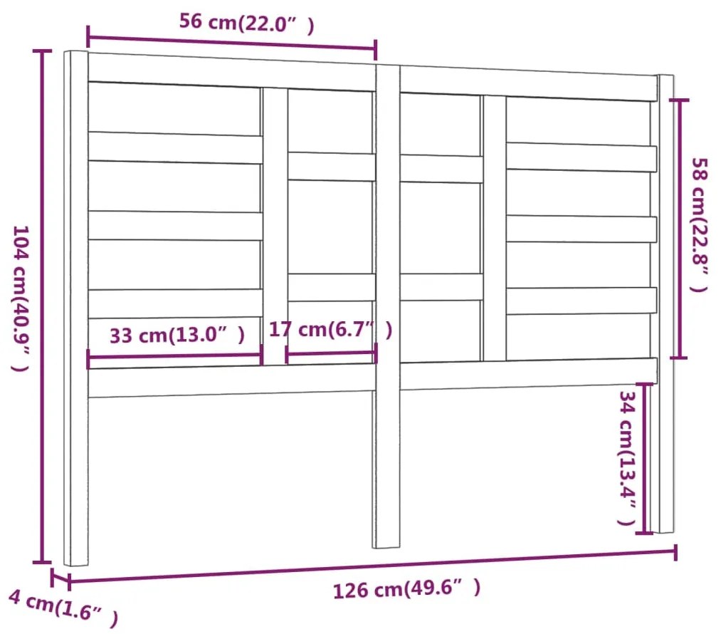 Cabeceira de cama 126x4x104 cm pinho maciço preto