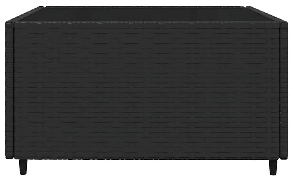 3 pcs conjunto lounge de jardim c/ almofadões vime PE preto