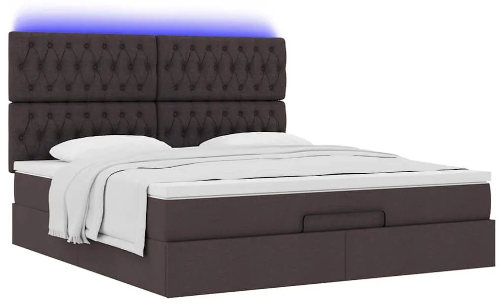 Estrutura de cama otomana com colchão 180x200cm castanho escuro