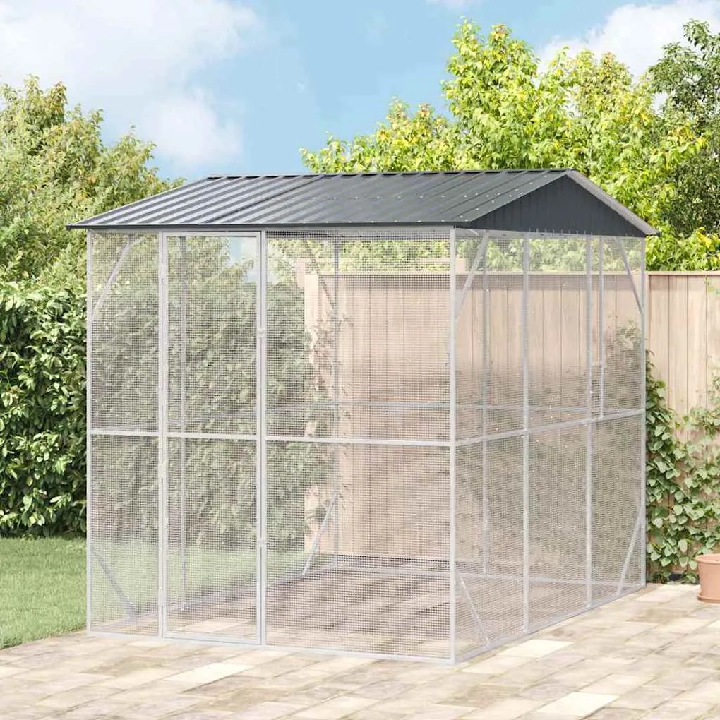 vidaXL Gaiola para Pássaros Antracite 227 x 310 x 247 cm