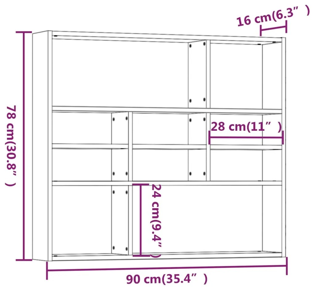 Estante 90x16x78 cm derivados de madeira cinzento sonoma