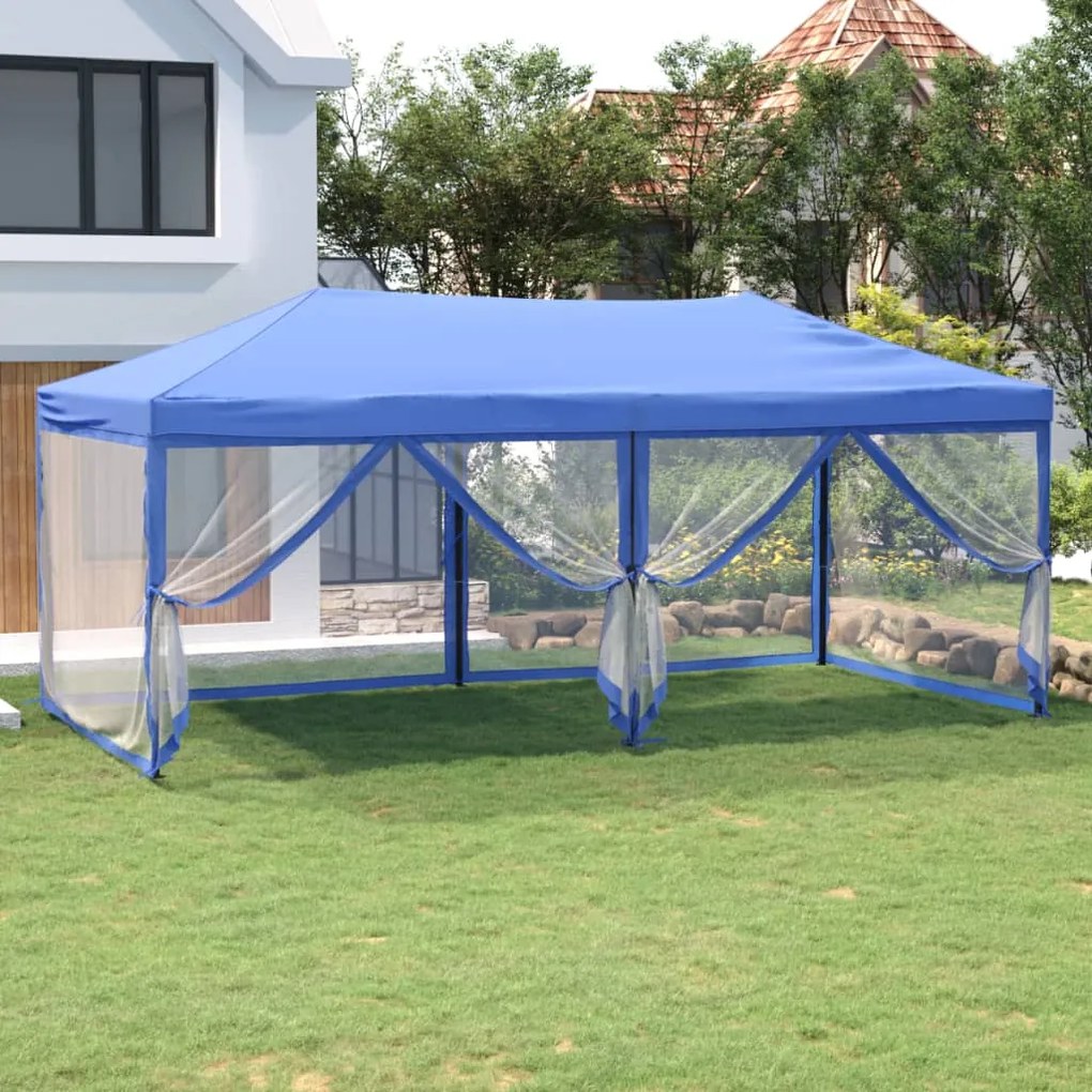 Tenda 3x6m Profissional Dobrável com Estrutura em Aço - Azul