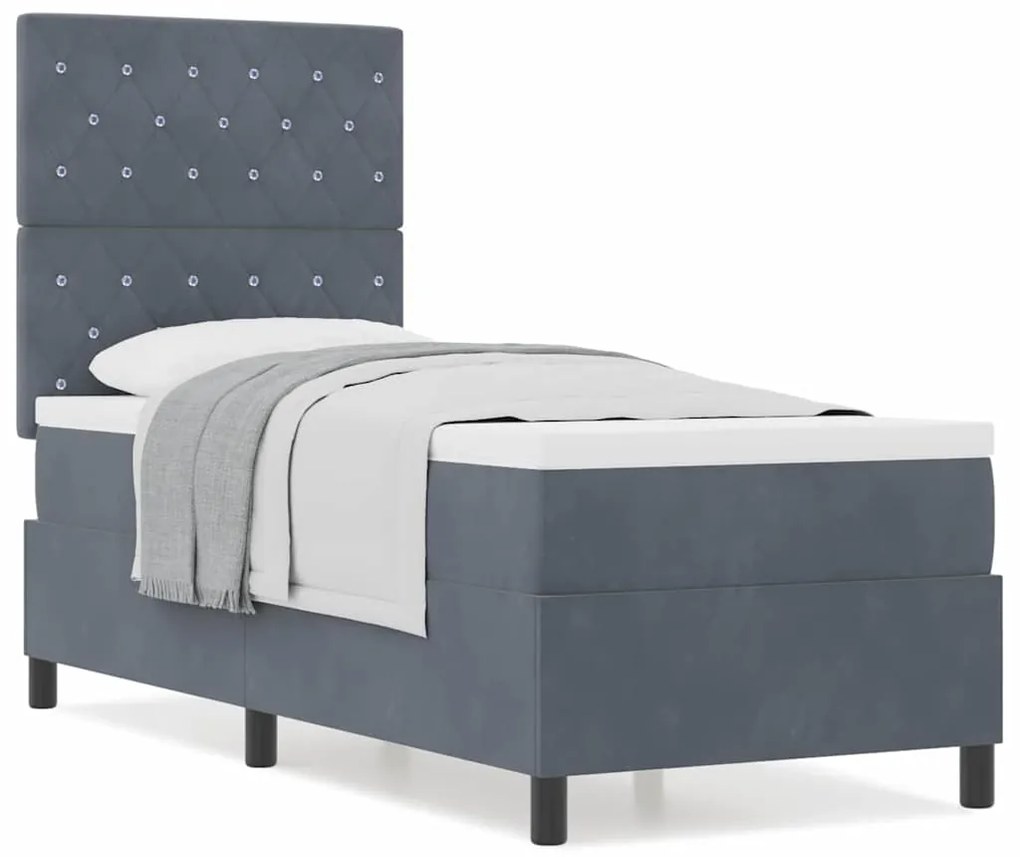 Cama Box Spring com Colchão vidaXL Cinza Escuro 80x200 cm Veludo