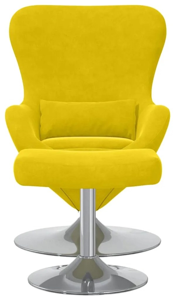 Poltrona Egg vidaXL com Puff Veludo Amarelo