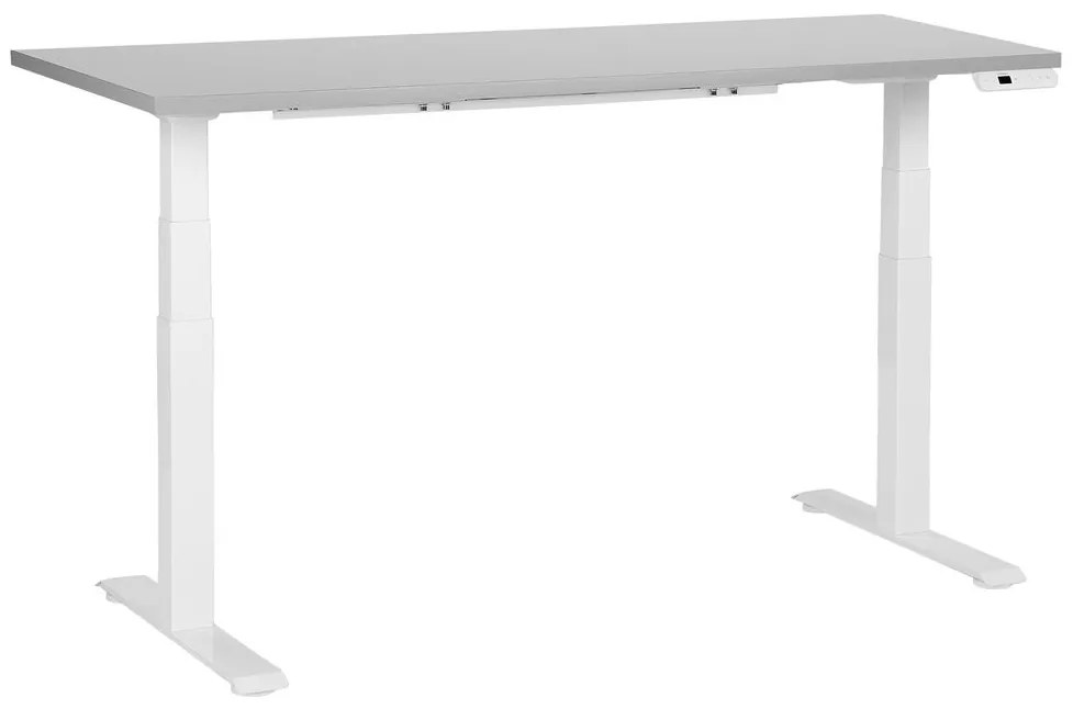 Secretária elevatória eletricamente ajustável cinzenta e branca 160 x 72 cm DESTINES  Beliani