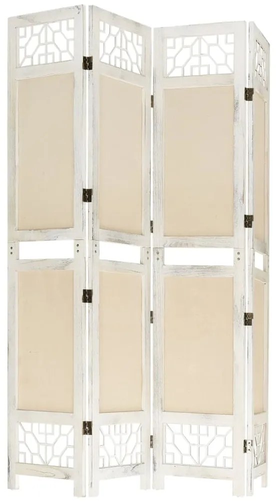 Biombo com 4 painéis 140x165 cm tecido cor creme