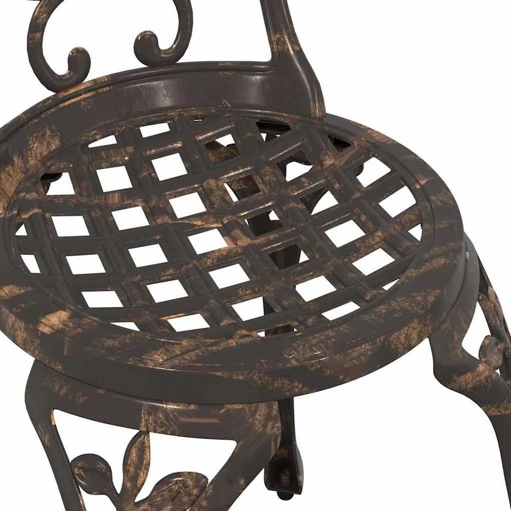 Conjunto de Bistrô de Jardim 3 Peças vidaXL Bronze em Alumínio Fundido