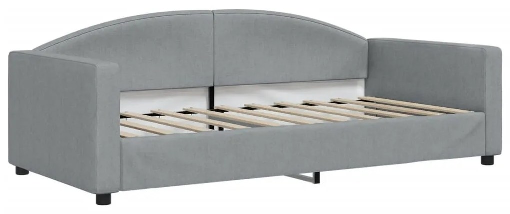 Sofá-cama com colchão 90x190 cm tecido cinzento-claro