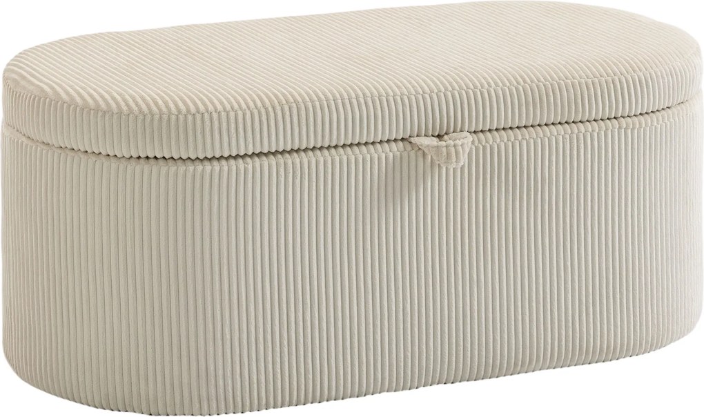 HOMCOM Otoman de arrumação, estofamento em cotelê com assento acolchoado, banco no pé da cama, 105 x 51 x 49 cm, bege | Aosom Portugal