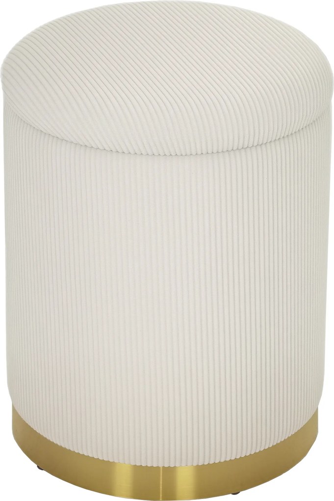HOMCOM Puff com arrumação dobrável com tampa, base em aço, puff redondo 36 x 36 x 44 cm Branco creme | Aosom Portugal