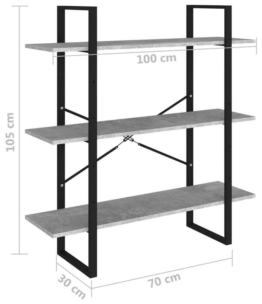 Estante 100x30x105 cm contraplacado cinzento-cimento