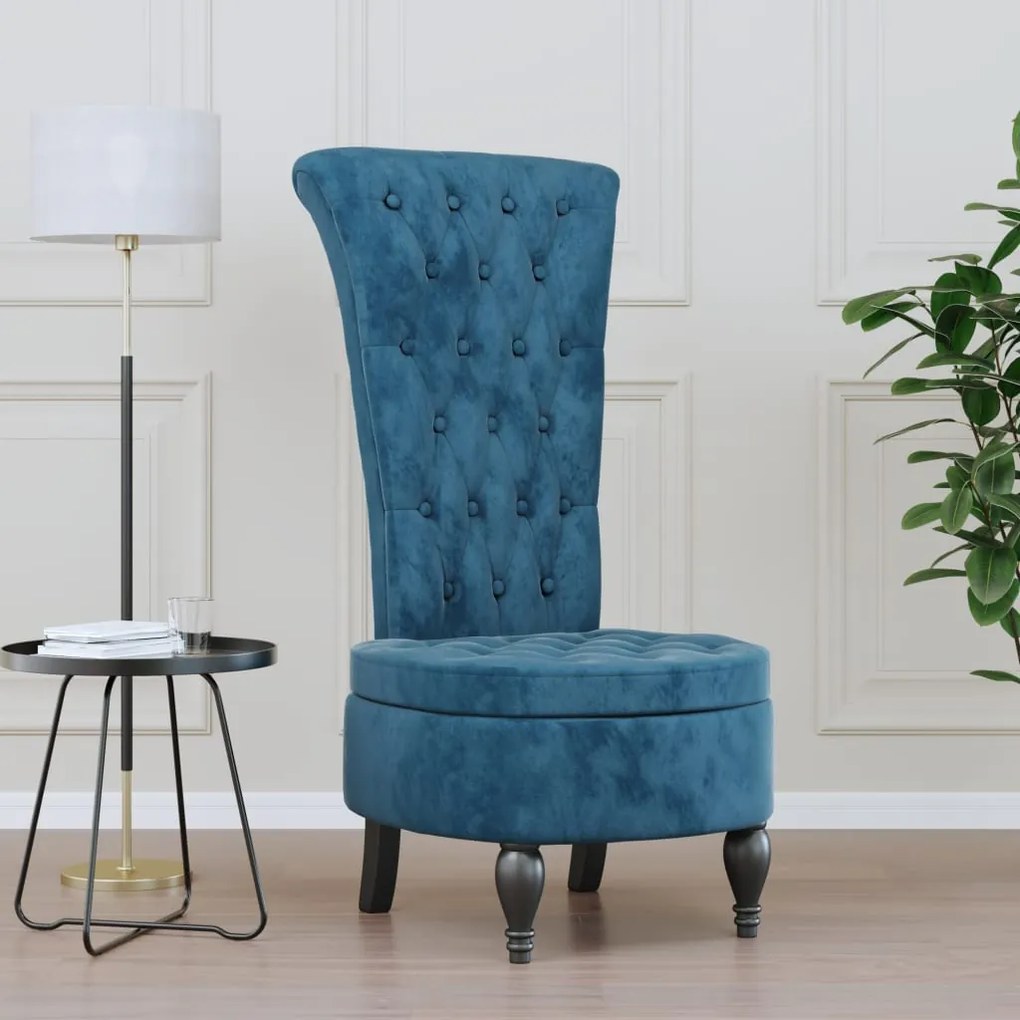 352463 vidaXL Cadeirão com encosto alto veludo azul design de botões
