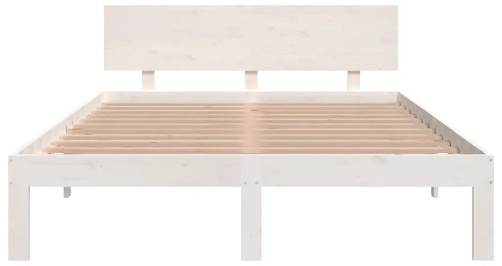 Estrutura de cama casal 135x190 cm madeira maciça branco