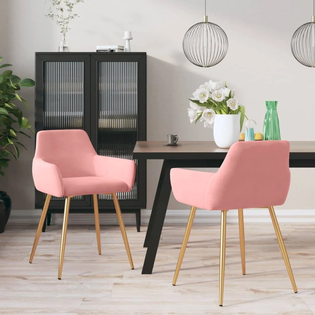 vidaXL Cadeiras de jantar 2 pcs veludo rosa