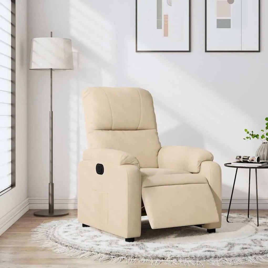 Poltrona reclinável elétrica tecido de microfibra cor creme