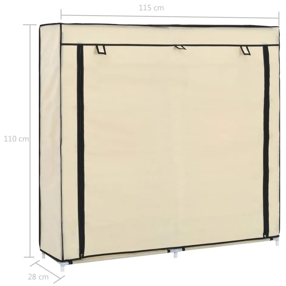 Sapateira com cobertura 115x28x110 cm tecido cor creme