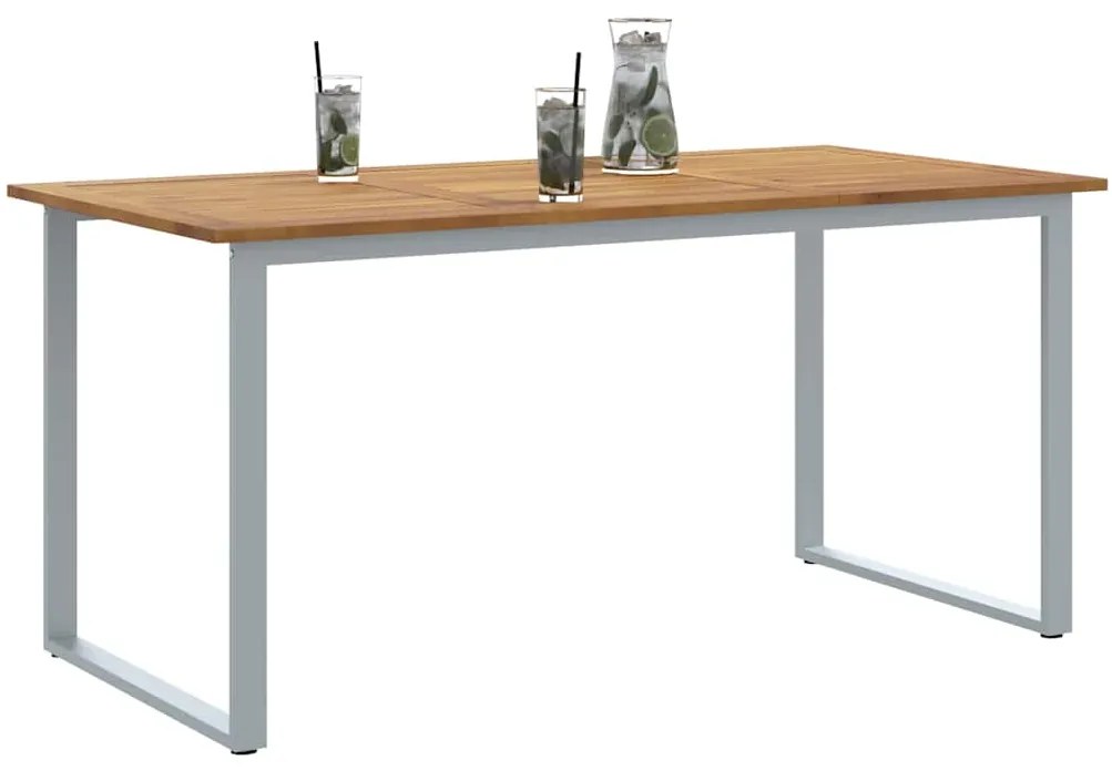 Mesa de Jantar Externa vidaXL Cinza 160x80x75 cm Aço e Madeira Sólida