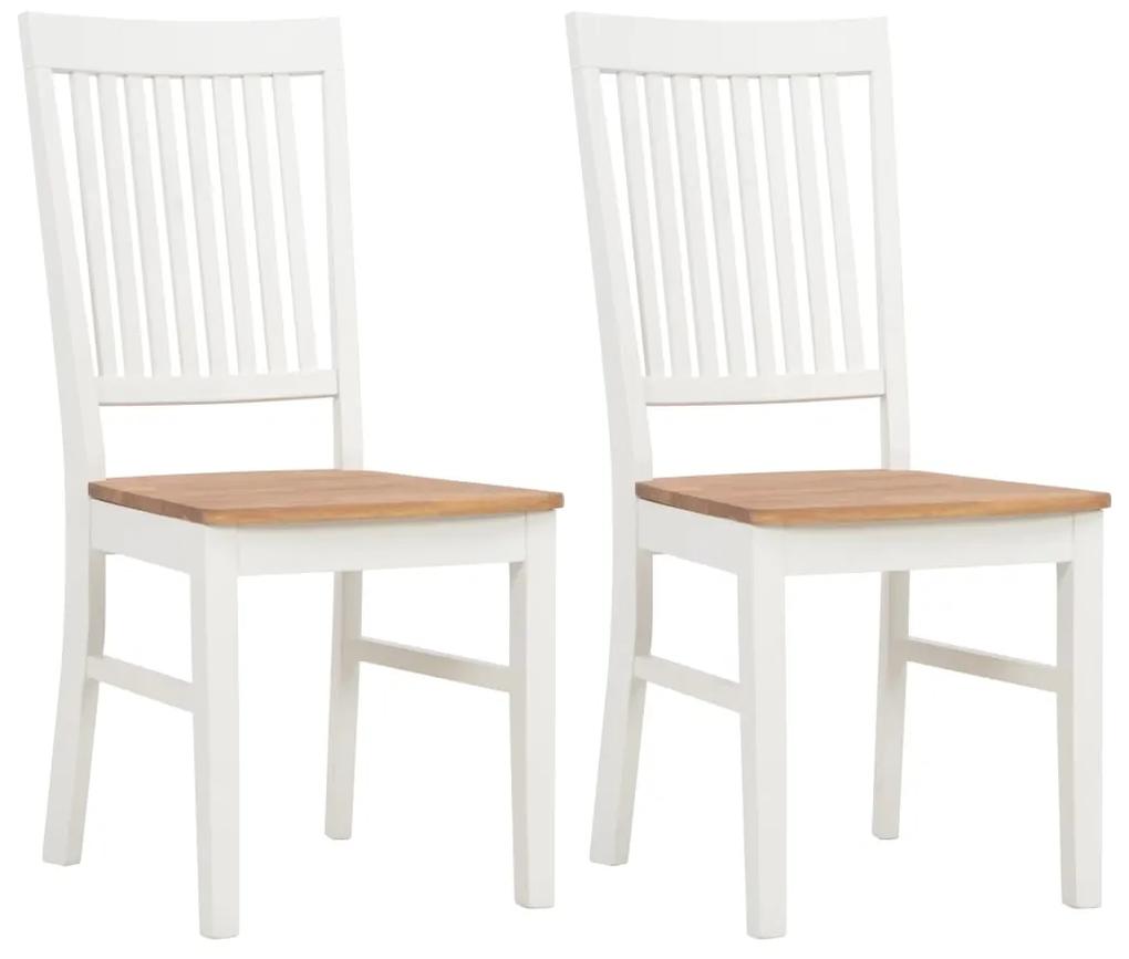 247840 vidaXL Cadeiras de jantar 2 pcs madeira carvalho maciço branco