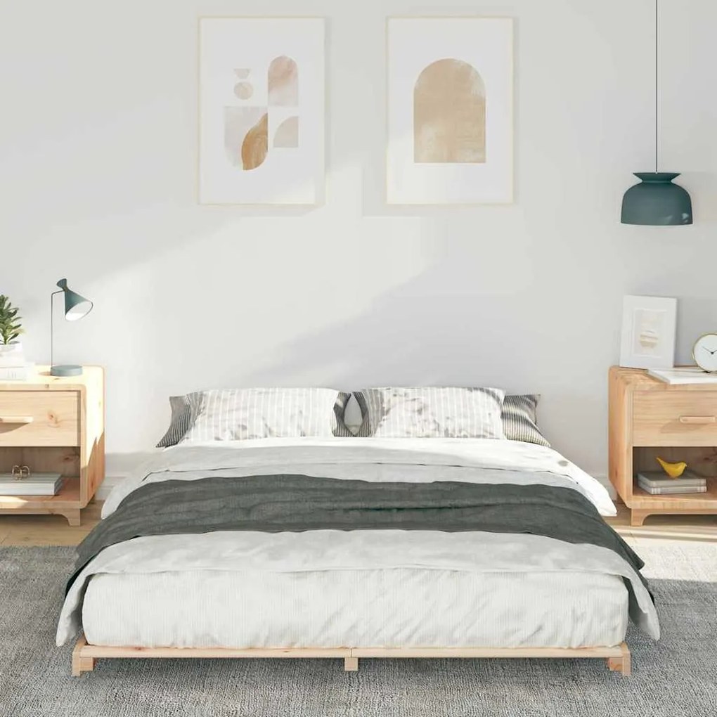 Estrutura de cama de chão Castanho 140 x 220 cm