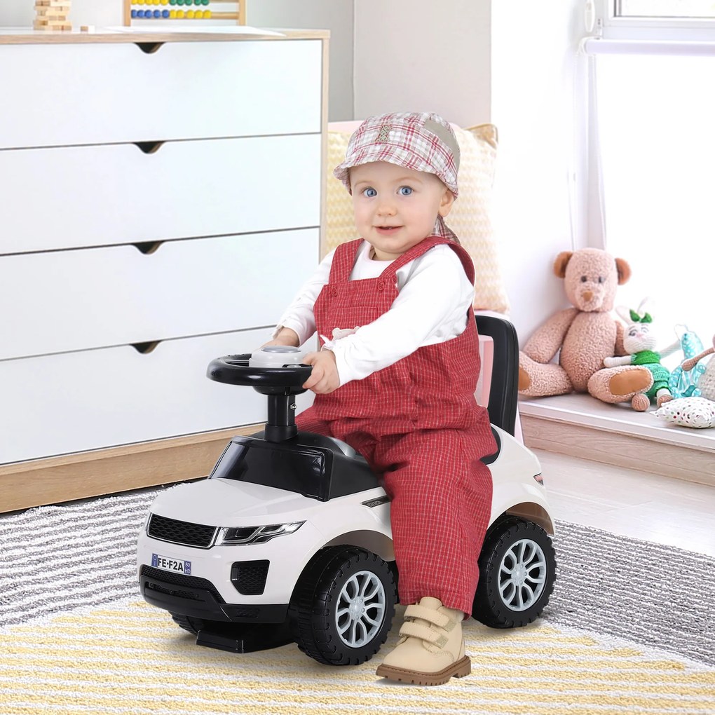 Carro de brincar para empurrar, com buzina para bebés branco