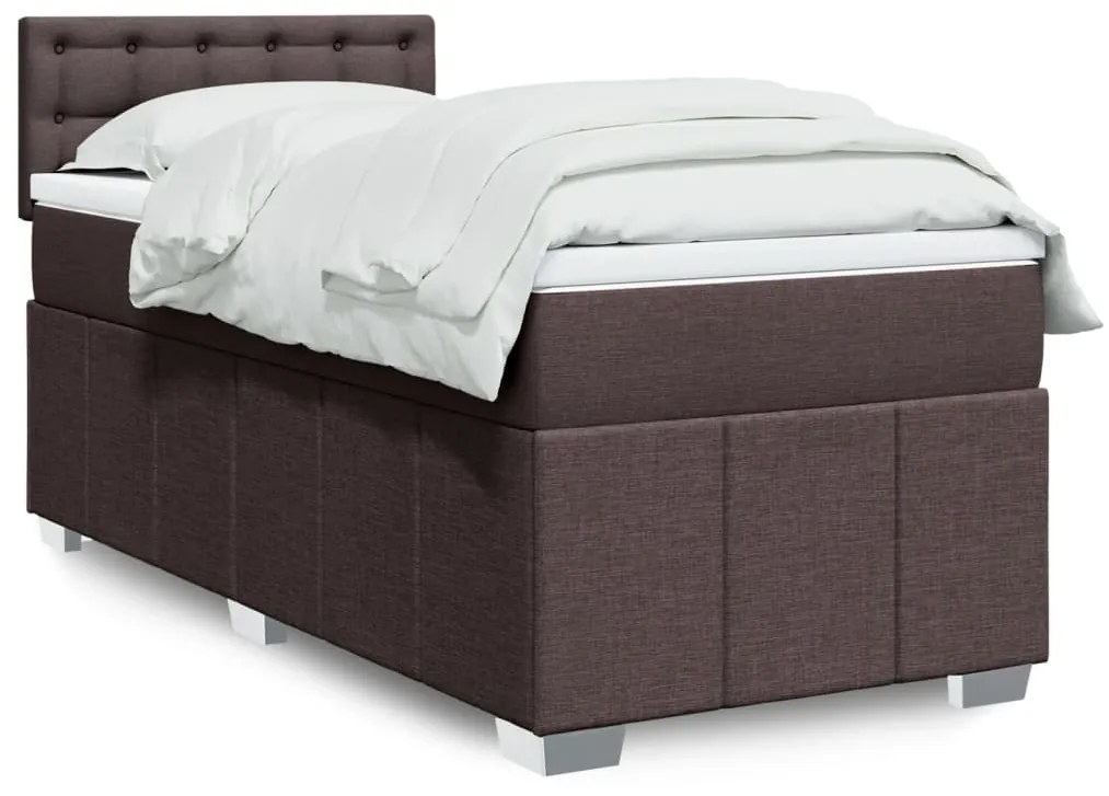 Cama com molas/colchão 90x190 cm tecido castanho-escuro