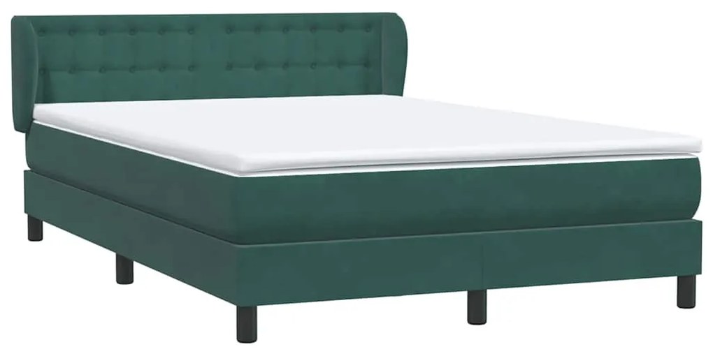 Box Cama primavera com Colchão Verde Escuro 140x210 cm Veludo