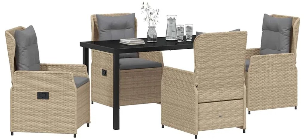 Conjunto de Jantar de Jardim 5 Peças Bege em Rattan Sintético
