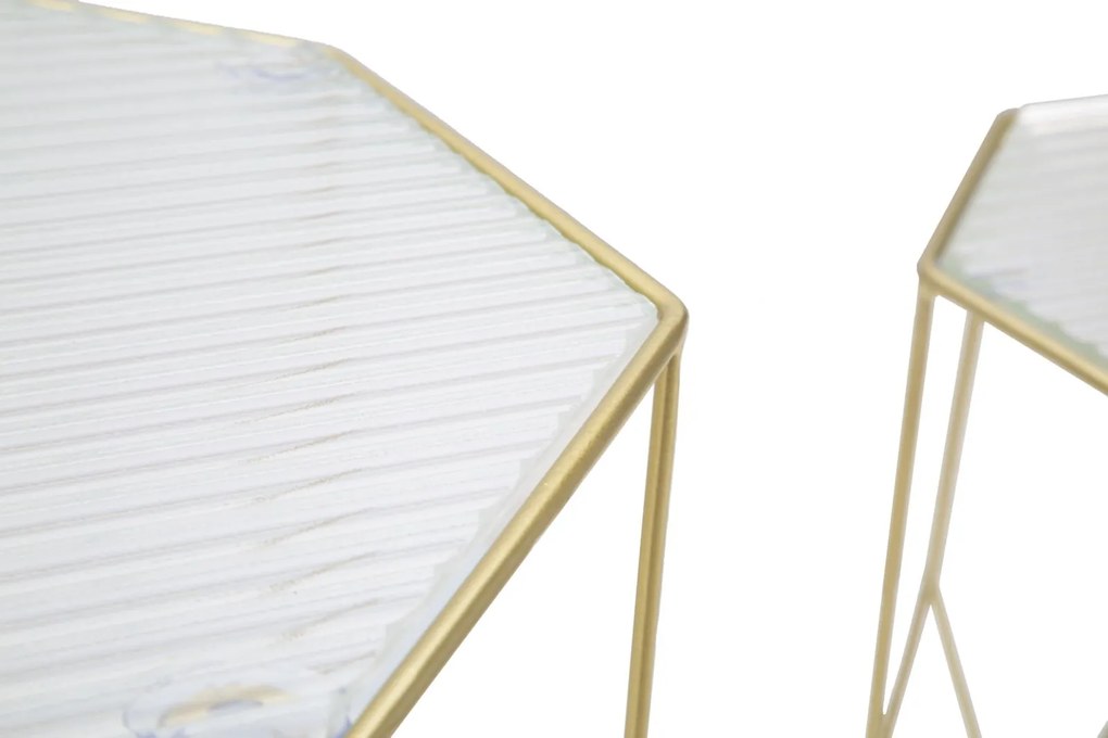 CONJUNTO DE 2 MESAS DE APOIO DOURADO Ø 37X47-31X42 CM