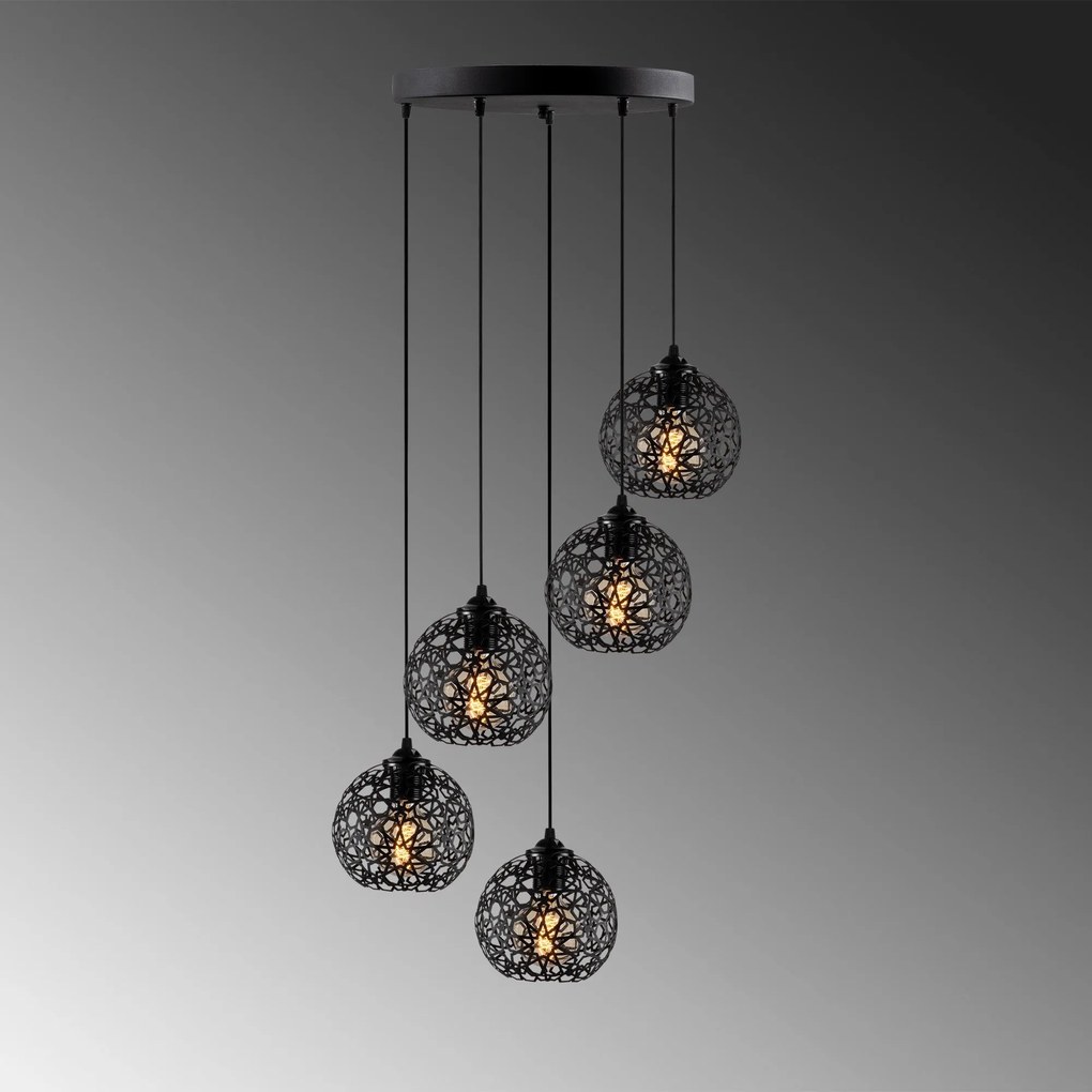Candeeiro de Teto Fellini – Preto – Diâmetro 60 cm, Altura 111 cm